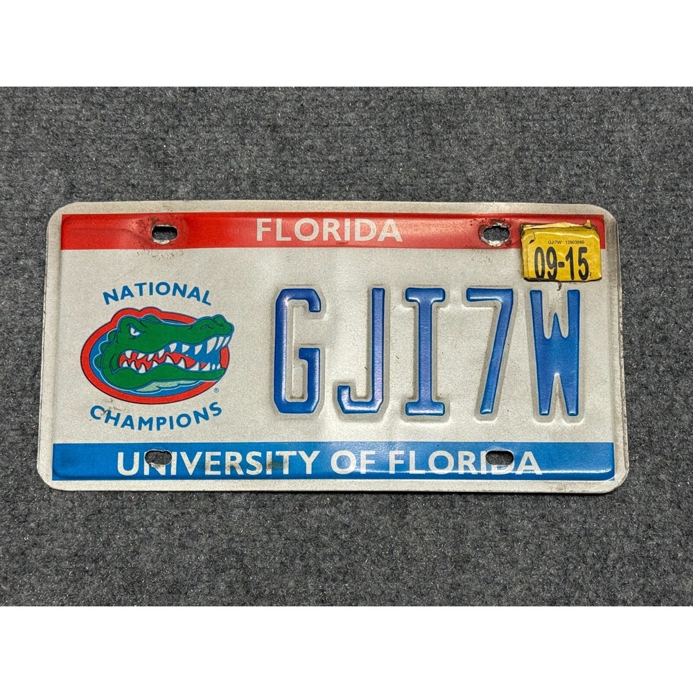 Florida License Plate Gators National Champions University of Florida UF # GJI7W